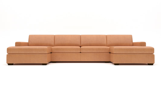 Mesa 158" Leather Double Chaise With Armless Loveseat - Hudson Lager