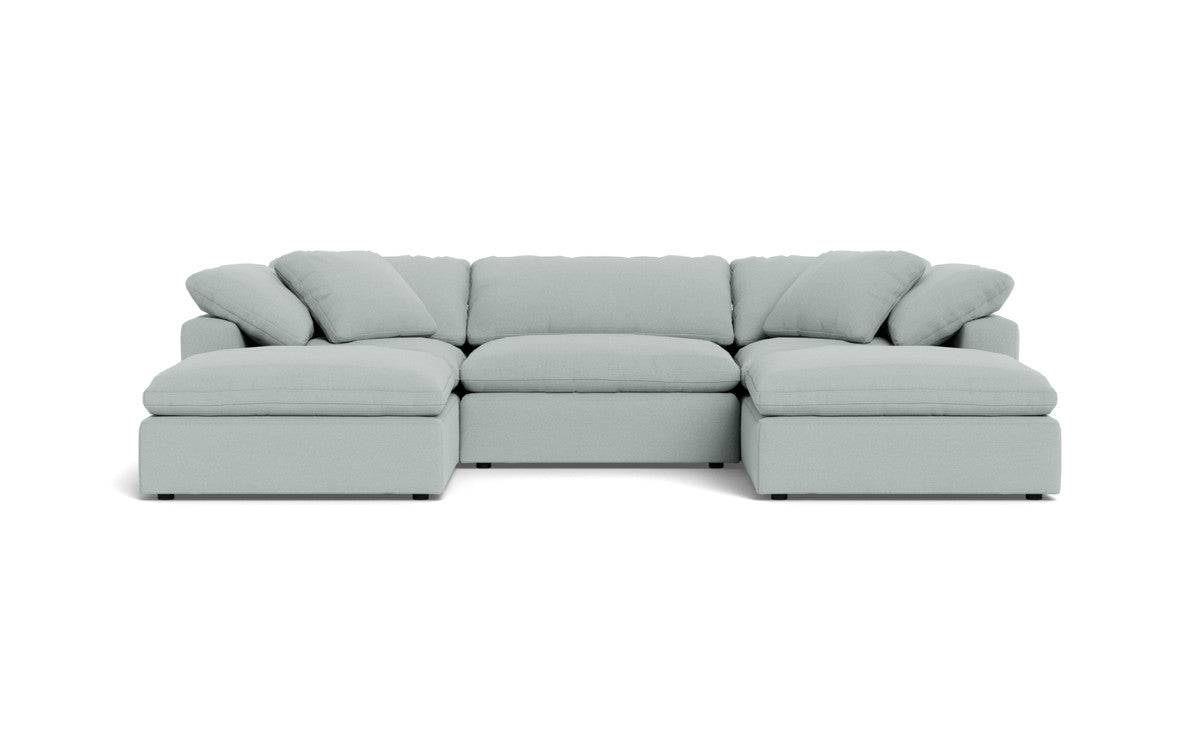 Fluffy 133.5" 3 Piece Sofa W/Double Ottoman - Peyton Light Blue