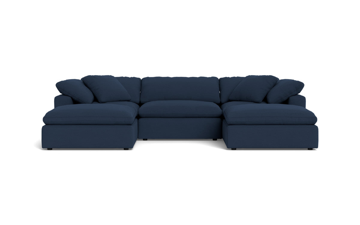 Fluffy 133.5" 3 Piece Sofa W/Double Ottoman - Peyton Navy