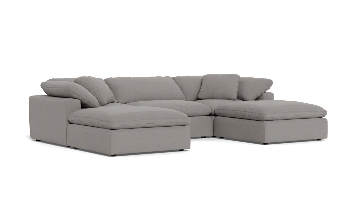 Fluffy 133.5" 3 Piece Sofa W/Double Ottoman - Peyton Slate