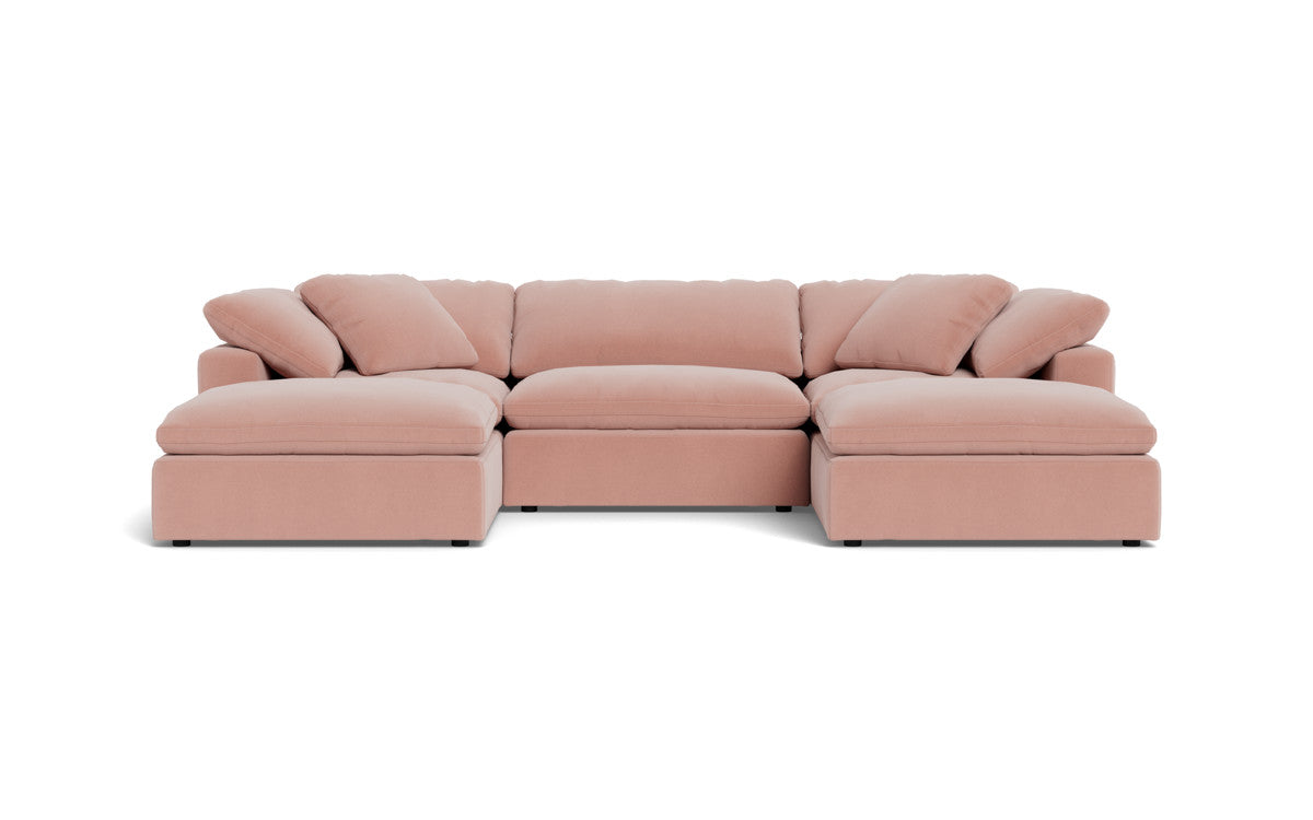 Fluffy 133.5" 3 Piece Sofa W/Double Ottoman - Superb Blush