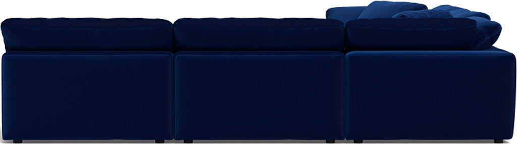 Fluffy 133.5" 5 Piece Sectional W/Ottoman - Superb Cobalt