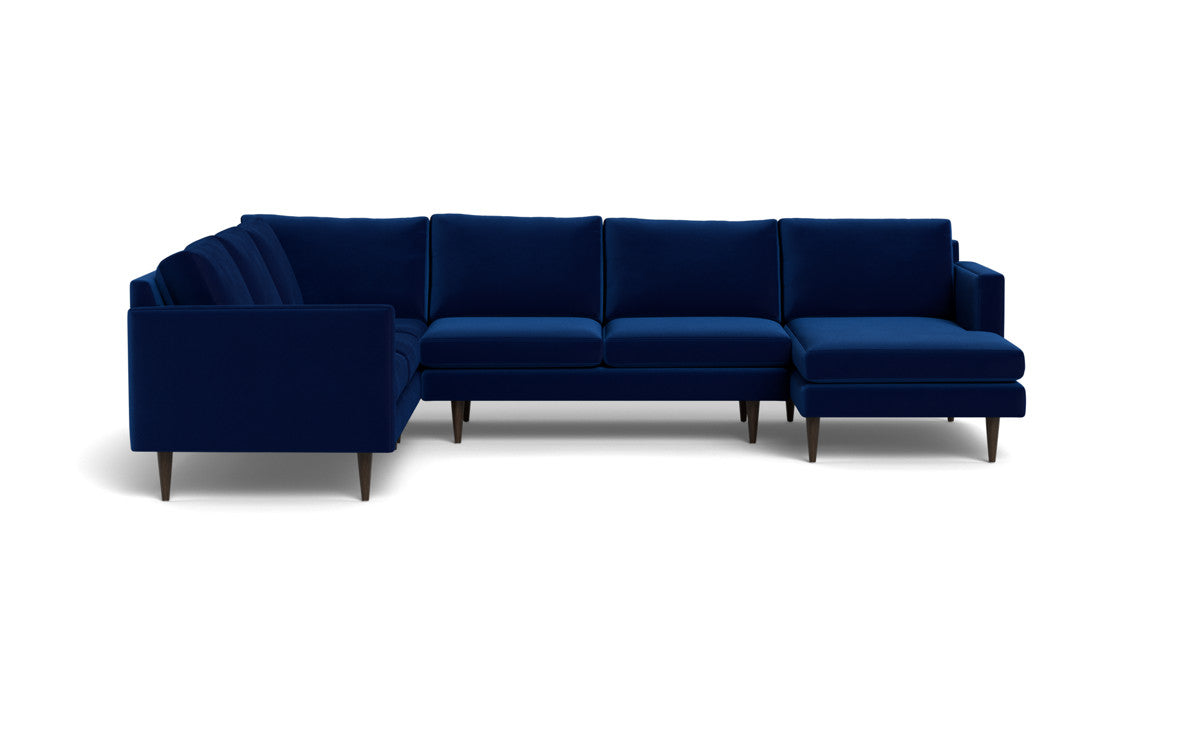 Wallace 130" Untufted Corner Sectionals w. Right Chaise - Superb Cobalt