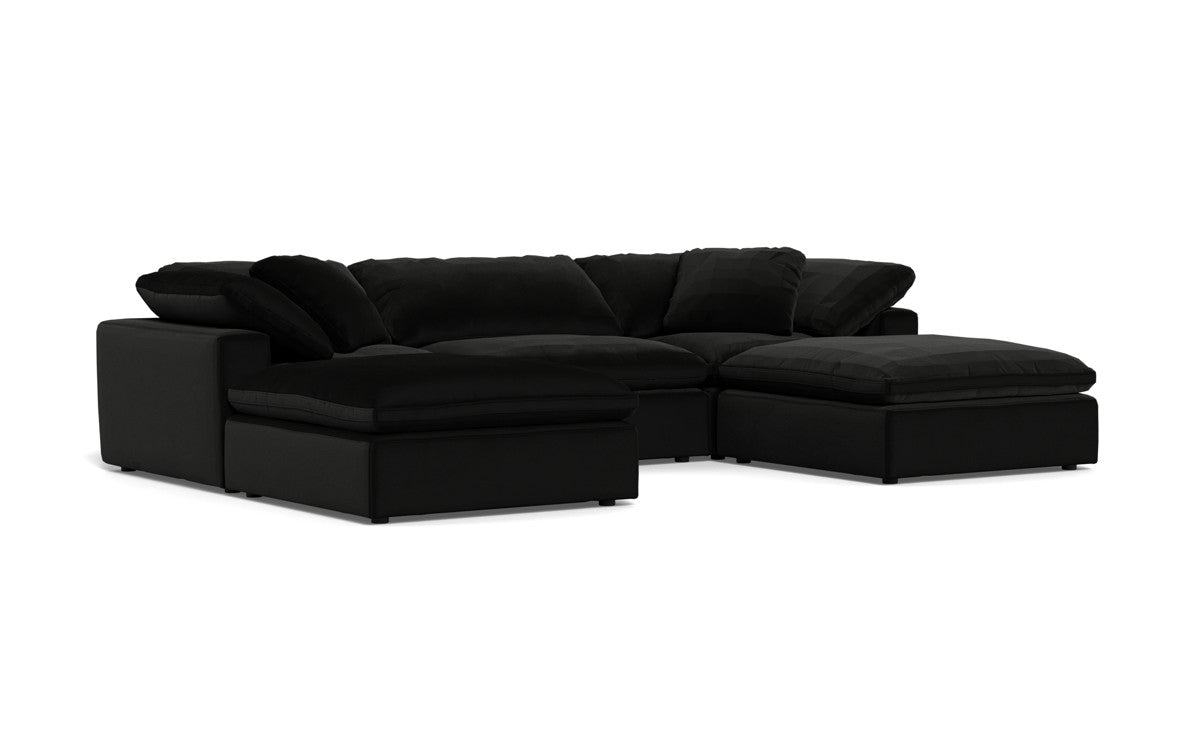 Fluffy 133.5" 3 Piece Sofa W/Double Ottoman - Superb Gunmetal