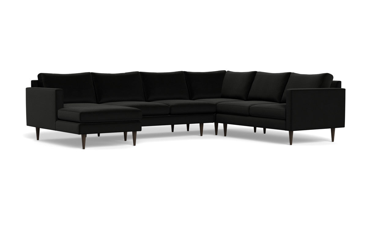 Wallace 130" Untufted Corner Sectionals w. Left Chaise - Superb Gunmetal