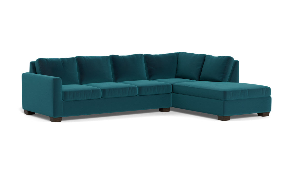 Track 121" Right Chaise Sectional - Superb Peacock