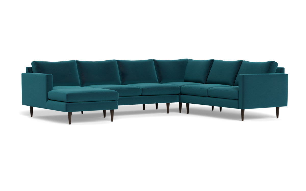 Wallace 130" Untufted Corner Sectionals w. Left Chaise - Superb Peacock