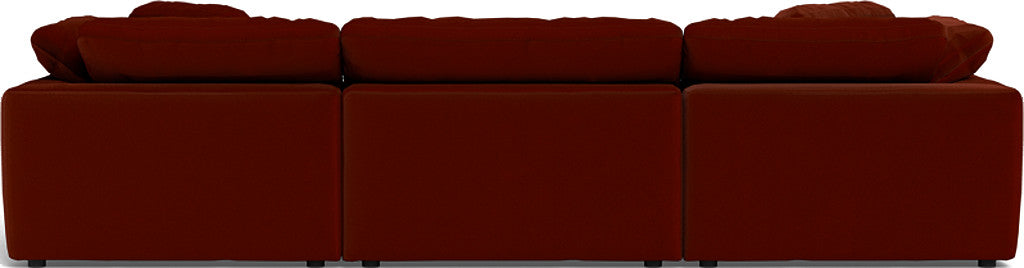 Fluffy 133.5" 3 Piece Sofa W/Double Ottoman - Superb Rust