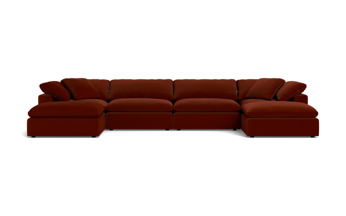 Fluffy 178" 4 Piece Sectional W/Double Otto - Superb Rust
