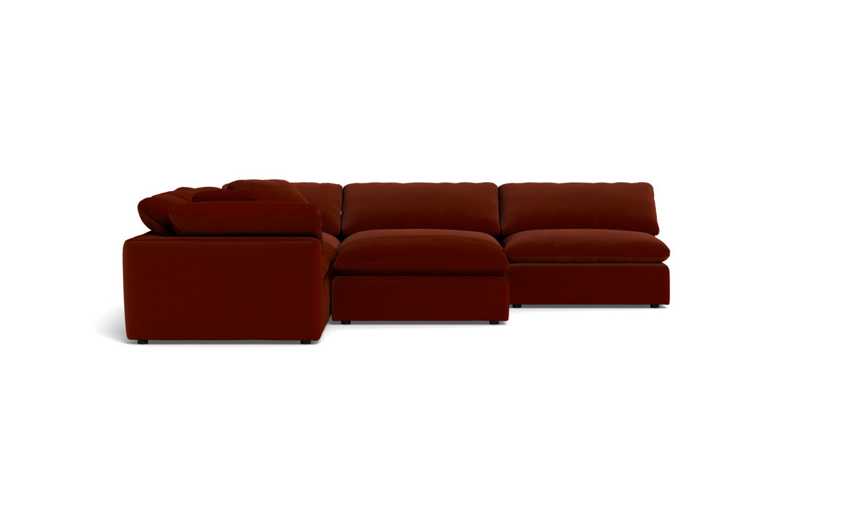 Fluffy 133.5" 5 Piece Sectional W/Ottoman - Superb Rust