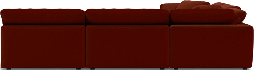 Fluffy 133.5" 5 Piece Sectional W/Ottoman - Superb Rust