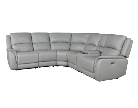 Adrian 6 Piece Stone Leather Power Sectional -