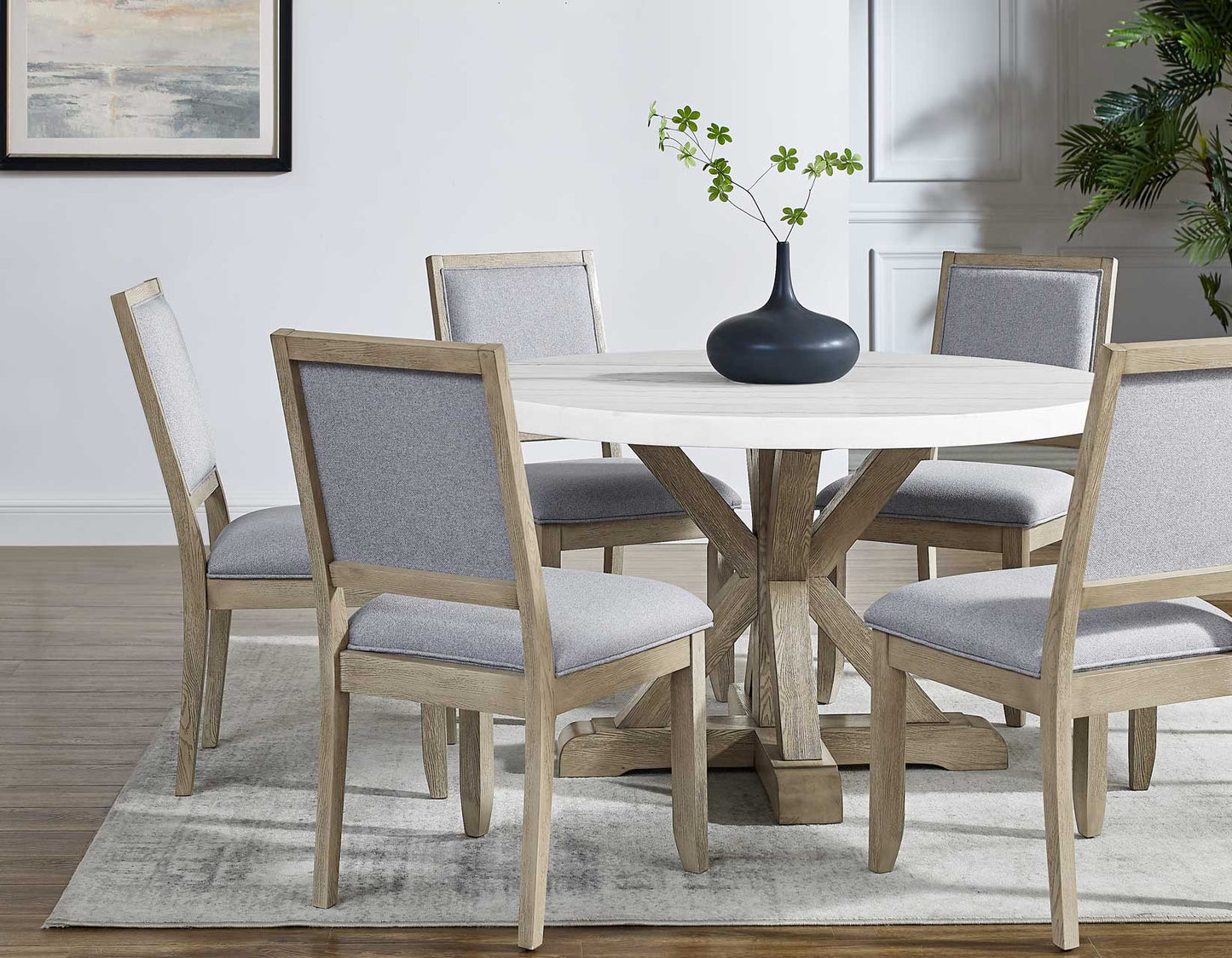Carley Round 52" Marble Top Dining Table -