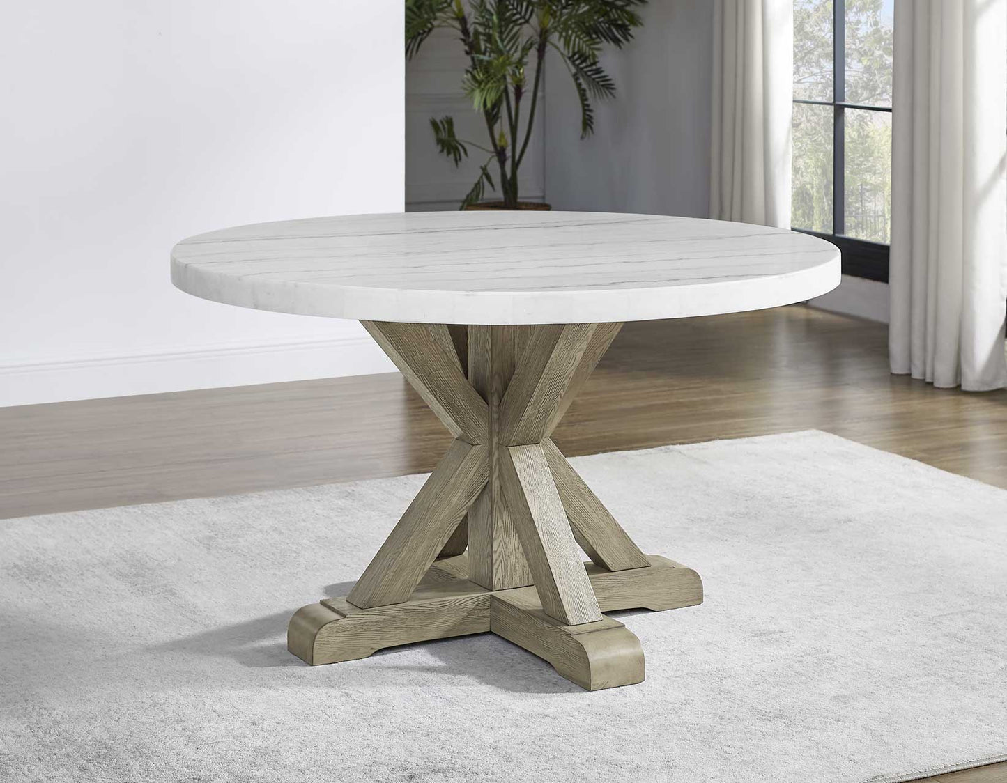 Carley Round 52" Marble Top Dining Table -