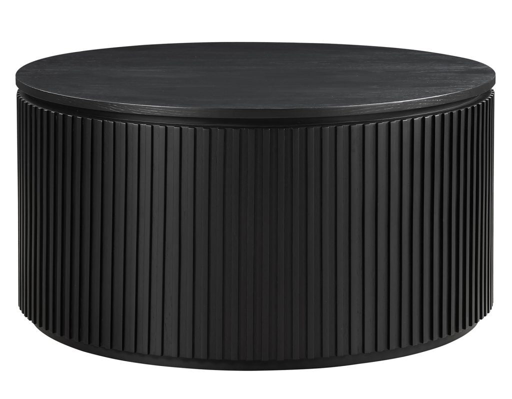 Calvin 36" Round White Black Coffee Table w/Casters -