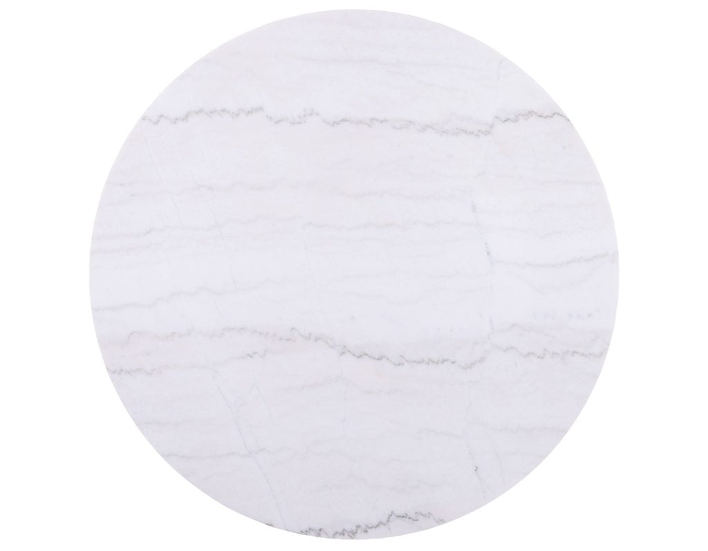 Calvin 36" Round White Marble Top Coffee Table w/Casters -