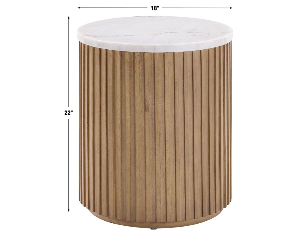 Calvin 18" Round Marble Top End Table -