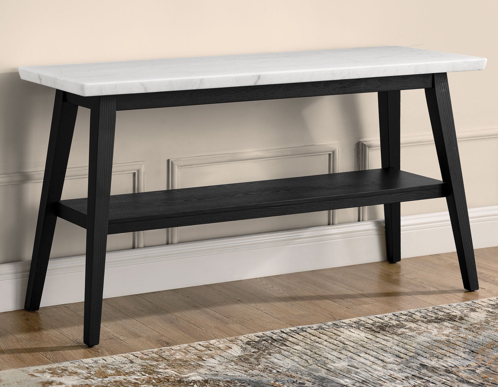 Vienna Black Base White Marble Sofa Table -