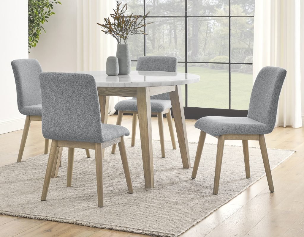Vienna 48" Round Marble Top Dining Table Set -