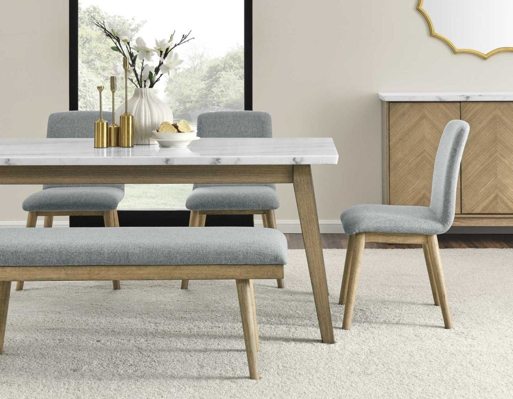 Vienna 72" Marble Top Dining Table Set -