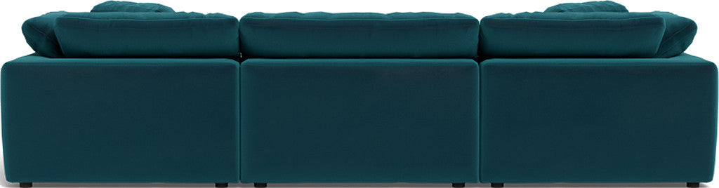 Fluffy 133.5" 3 Piece Sofa W/Double Ottoman - Superb Peacock