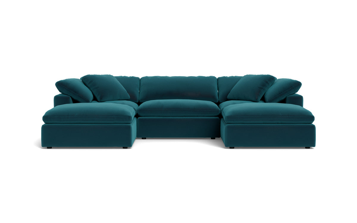 Fluffy 133.5" 3 Piece Sofa W/Double Ottoman - Superb Peacock