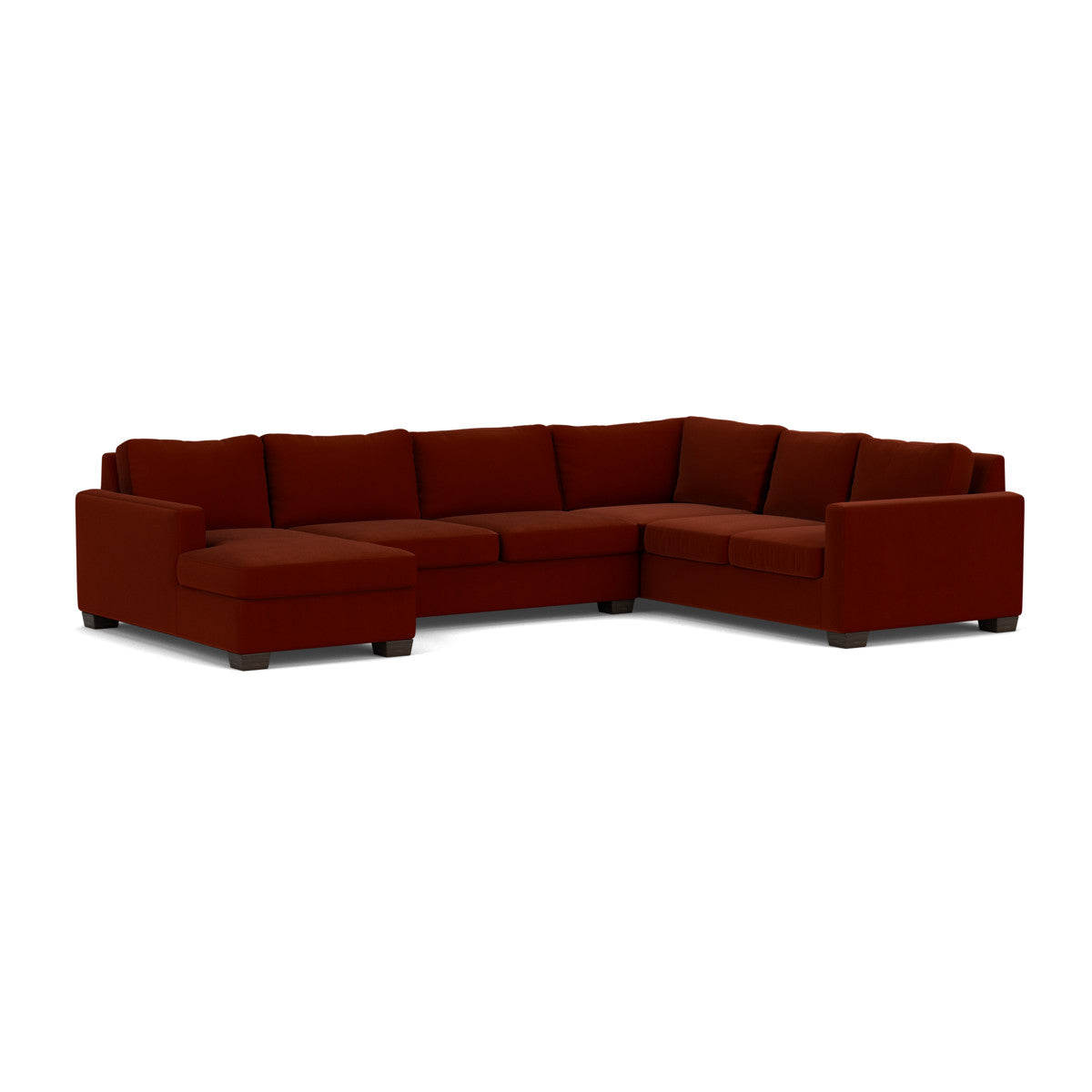 Track 141" Corner Sectionals W. Full Sleeper & Left Chaise - Superb Rust