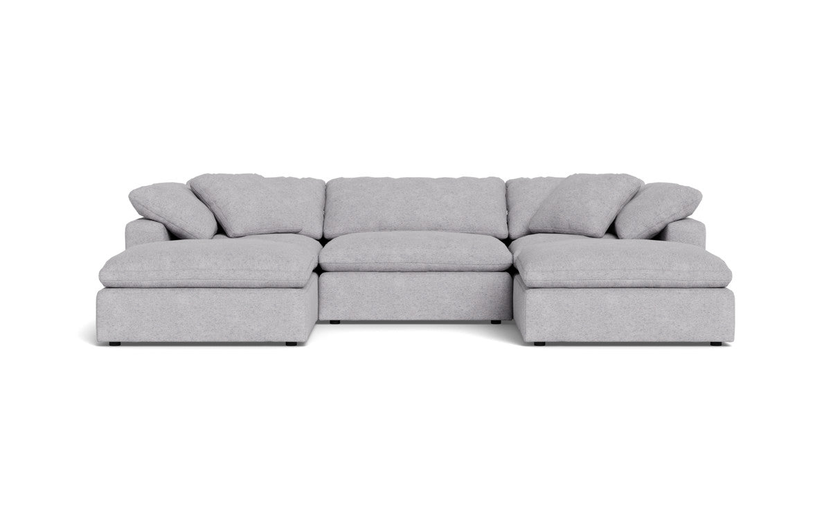Fluffy 133.5" 3 Piece Sofa W/Double Ottoman - Travis Pewter
