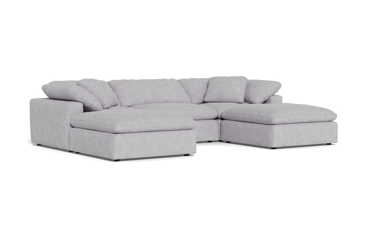 Fluffy 133.5" 3 Piece Sofa W/Double Ottoman - Travis Pewter