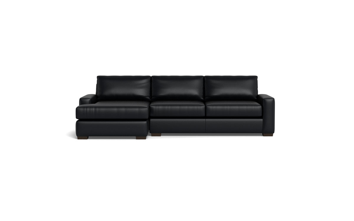 Mas Mesa 123" Deep Leather Left Chaise Sectional - Tribeca Black