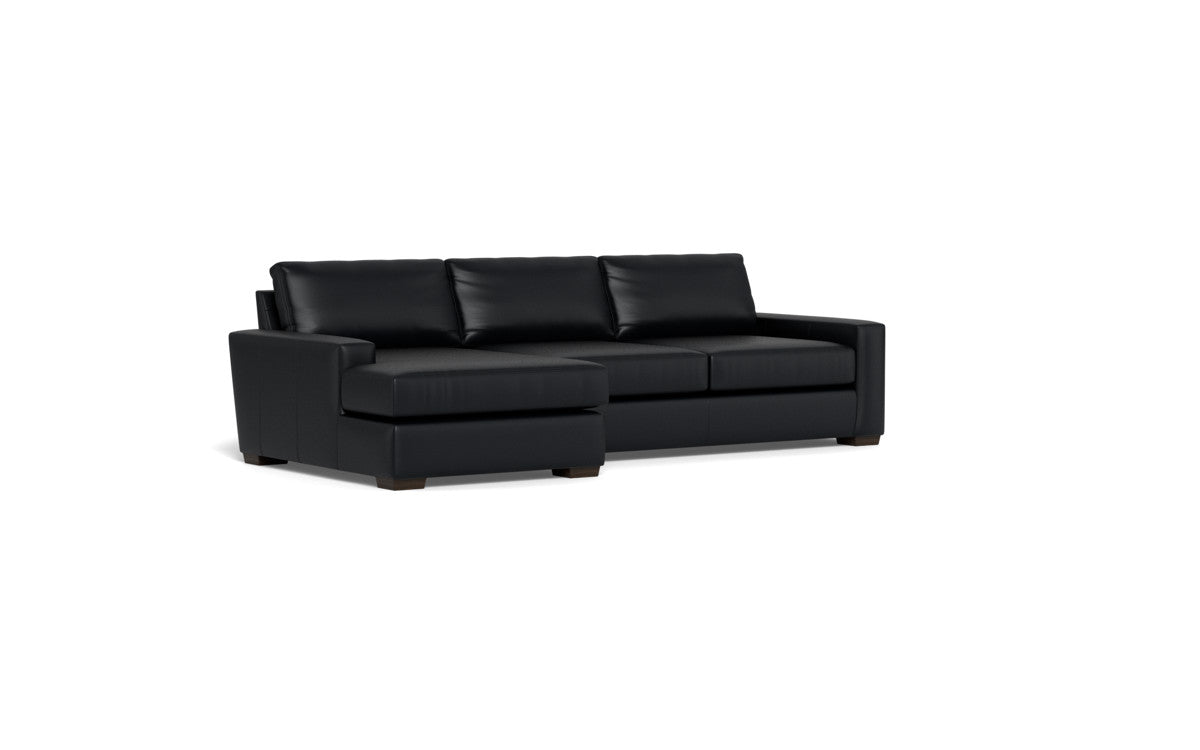 Mas Mesa 123" Deep Leather Left Chaise Sectional - Tribeca Black