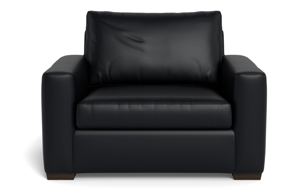 Mas Mesa 52" Deep Leather Arm Chair - Tribeca Black