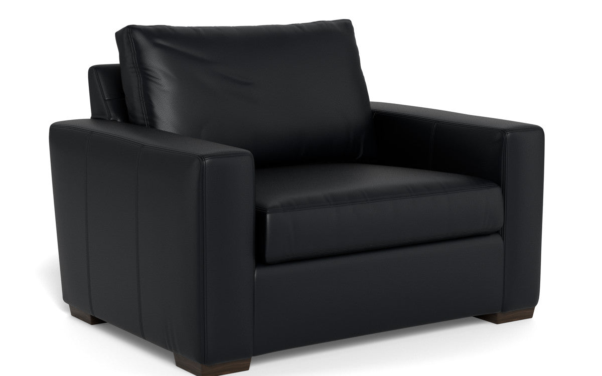 Mas Mesa 52" Deep Leather Arm Chair - Tribeca Black