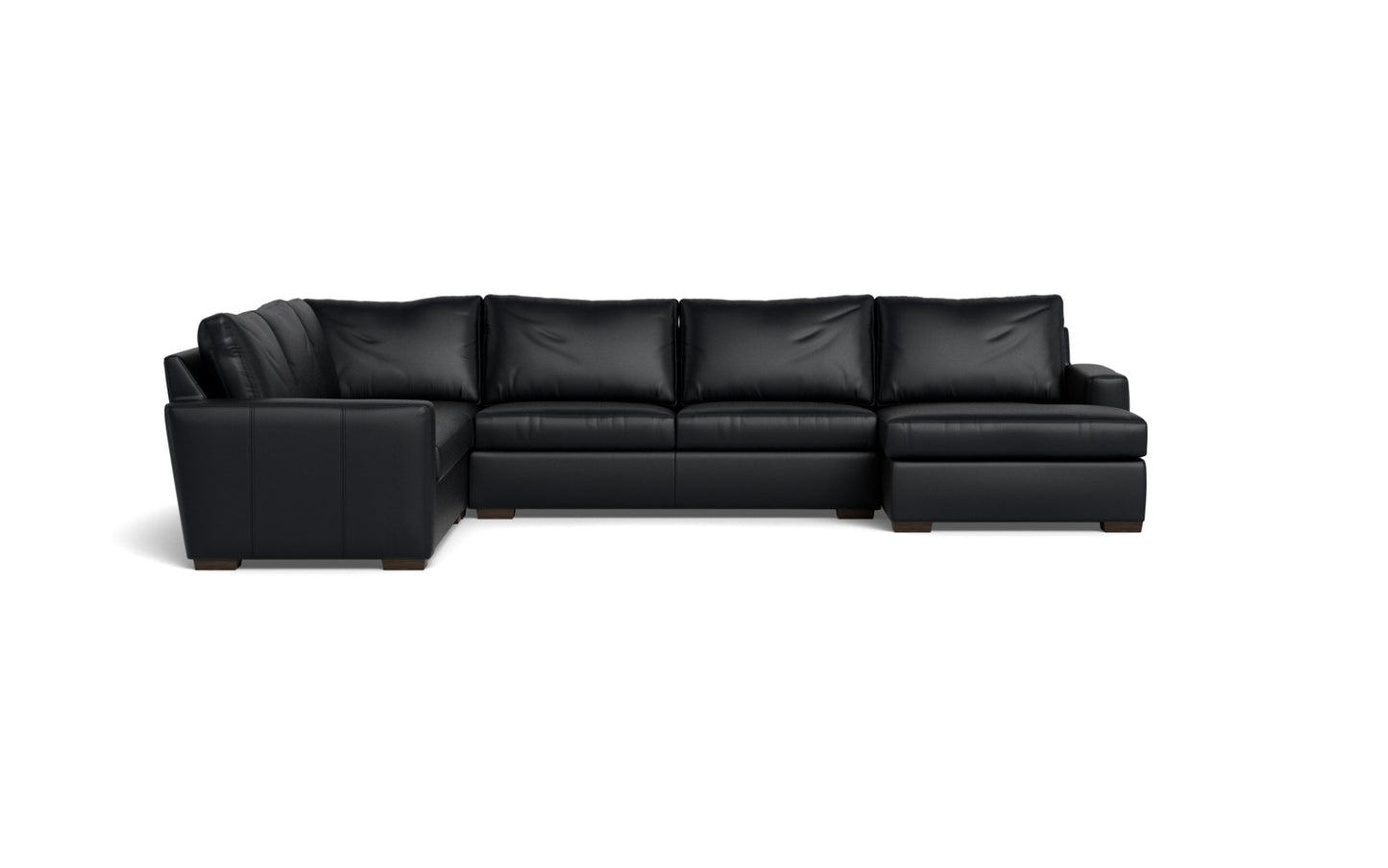 Mesa 156" Leather Corner Sectionals w. Right Chaise - Tribeca Black
