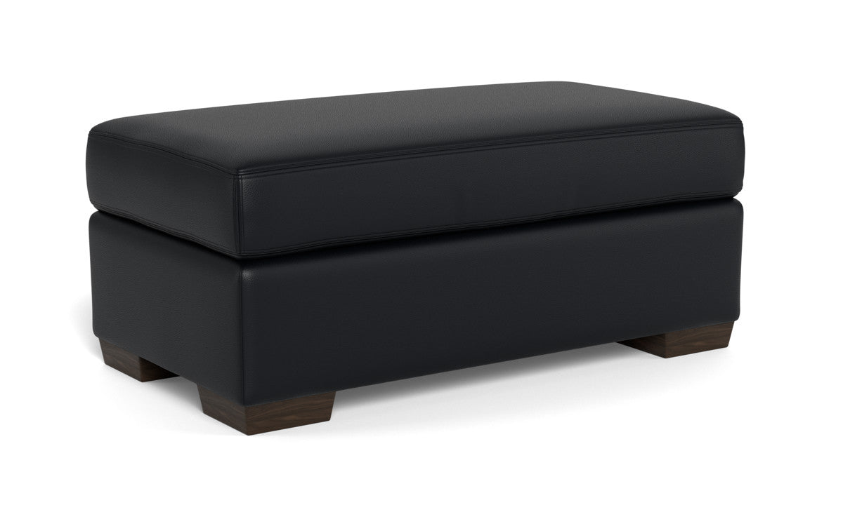 Mesa Leather Ottoman - Tribeca Black
