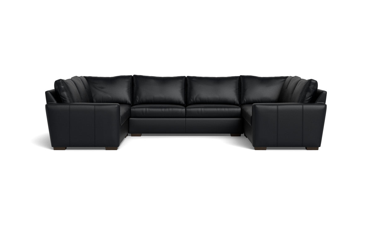 Mas Mesa 166" Deep Leather Condo U Sectional - Tribeca Black