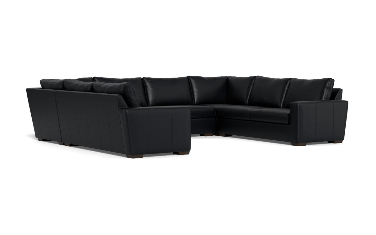 Mas Mesa 166" Deep Leather Condo U Sectional - Tribeca Black