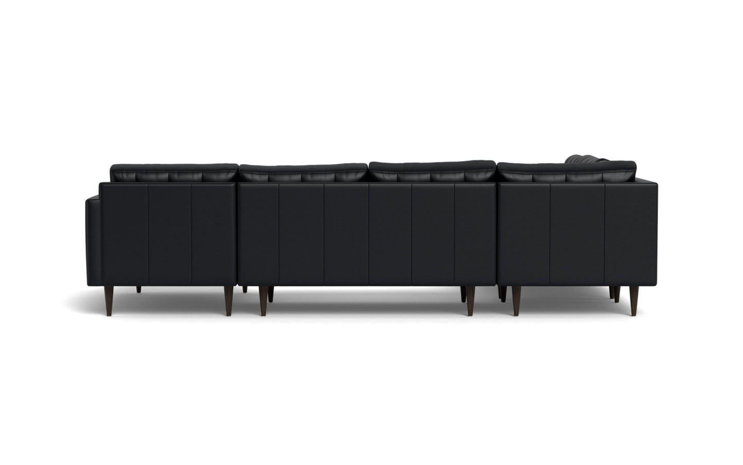 Wallace 131" Leather Corner Sectionals w. Right Chaise - Tribeca Black