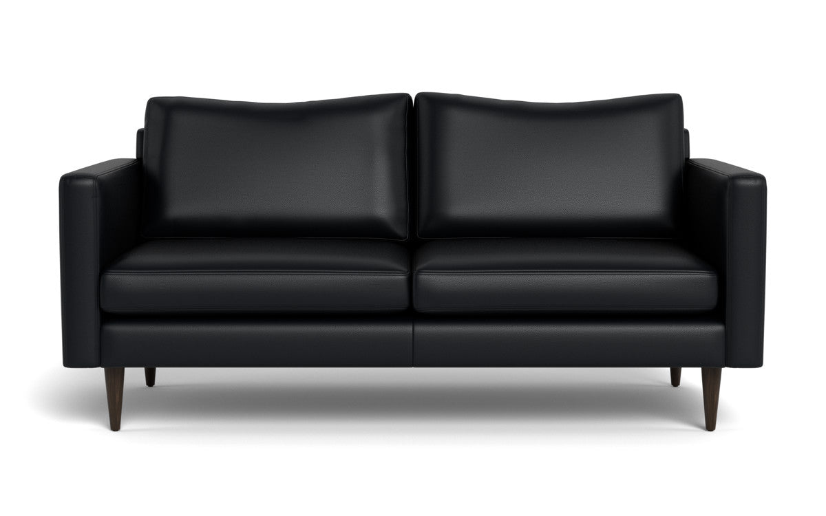 Wallace 74" Leather Untufted Apartment Sofa - Tribeca Black