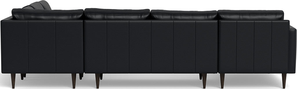 Wallace 130" Leather Untufted Corner Sectionals w. Left Chaise - Tribeca Black