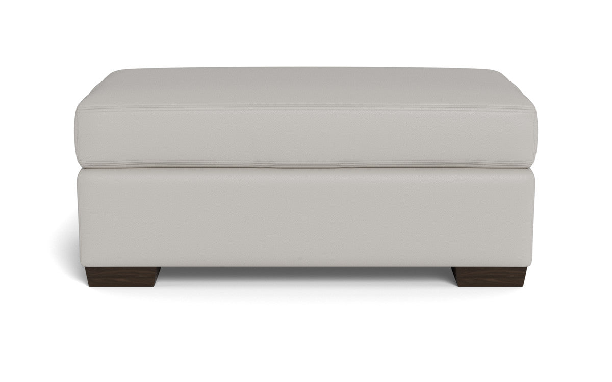 Mesa Leather Ottoman - Tribeca Black