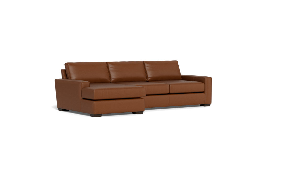 Mas Mesa 123" Deep Leather Left Chaise Sectional - Tribeca Chestnut