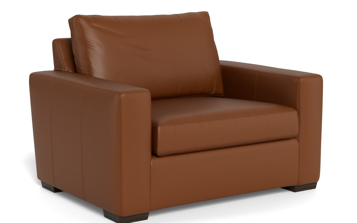 Mas Mesa 52" Deep Leather Arm Chair - Tribeca Chestnut
