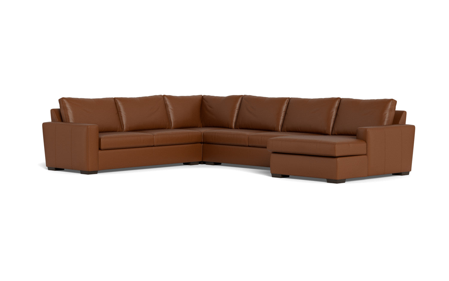 Mesa 156" Leather Corner Sectionals w. Right Chaise - Tribeca Chestnut