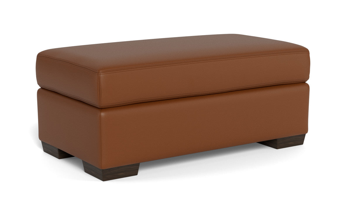 Mesa Leather Ottoman - Tribeca Chestnut