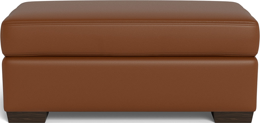 Mesa Leather Ottoman - Tribeca Chestnut