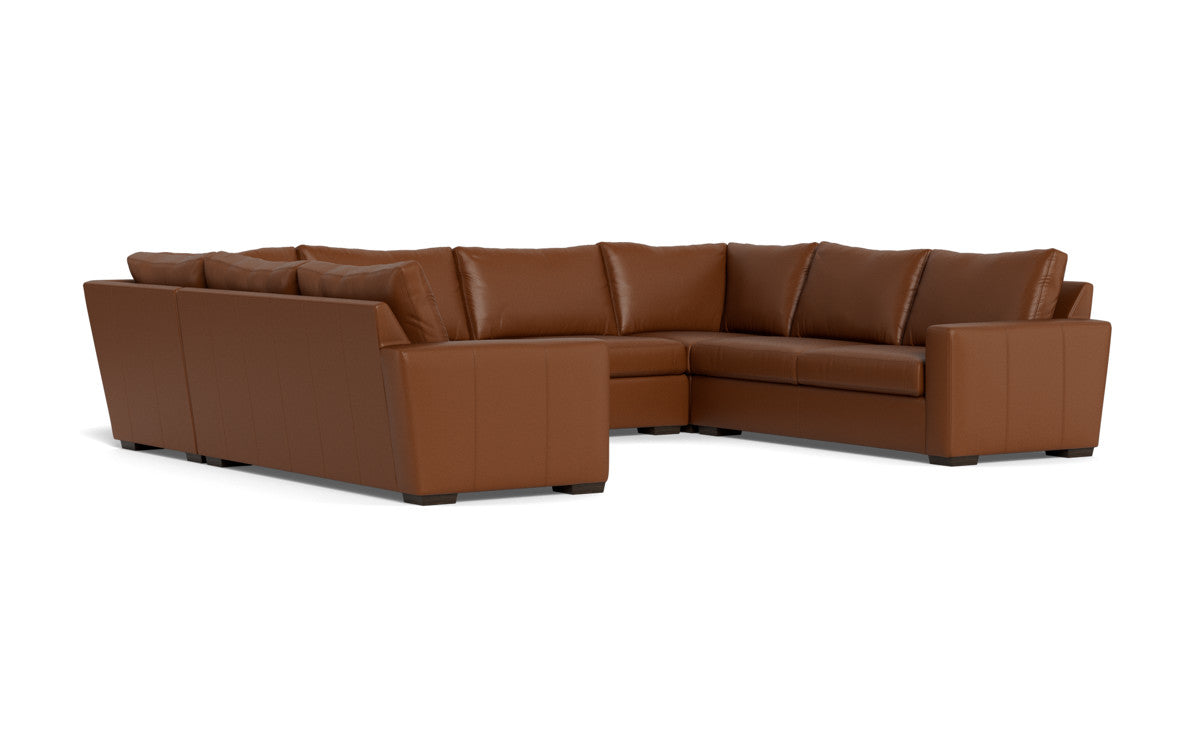 Mas Mesa 166" Deep Leather Condo U Sectional - Tribeca Chestnut
