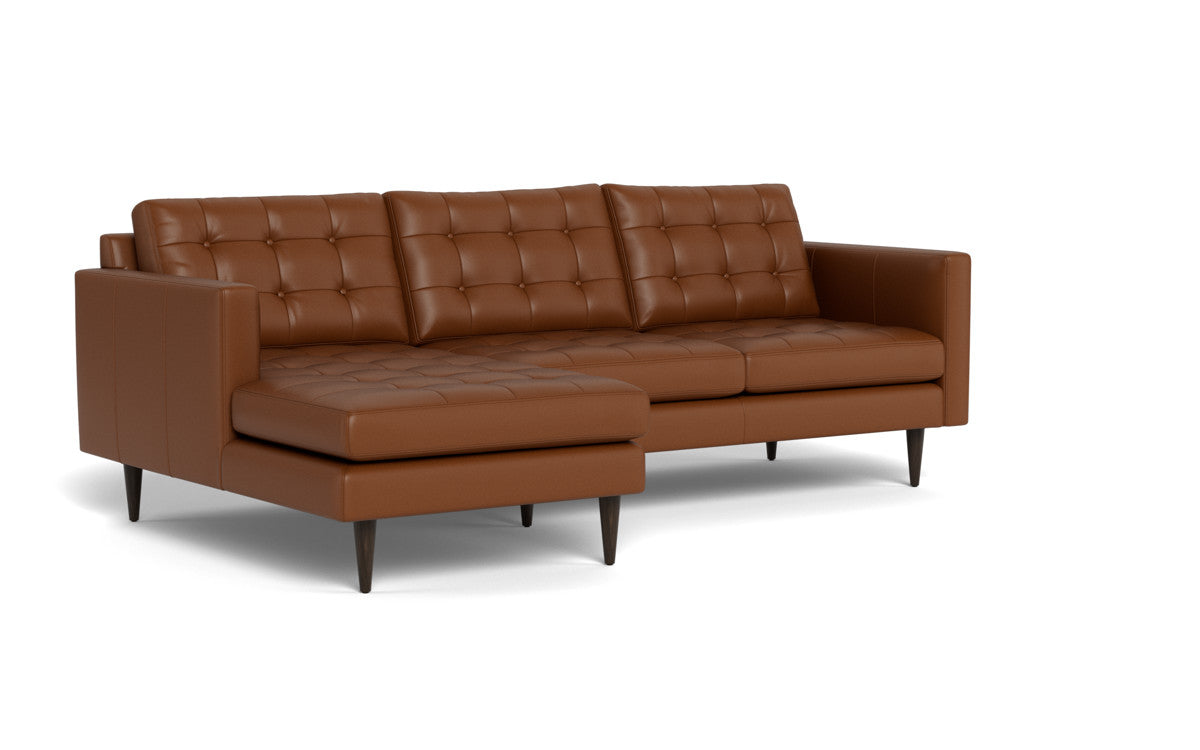 Wallace 98" Leather Left Chaise Sectional - Tribeca Chestnut