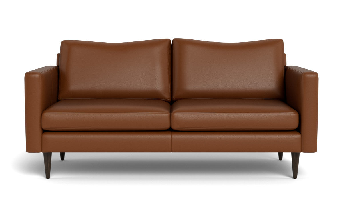 Wallace 74" Leather Untufted Apartment Sofa - Tribeca Chestnut