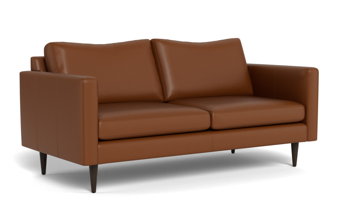 Wallace 74" Leather Untufted Apartment Sofa - Tribeca Chestnut